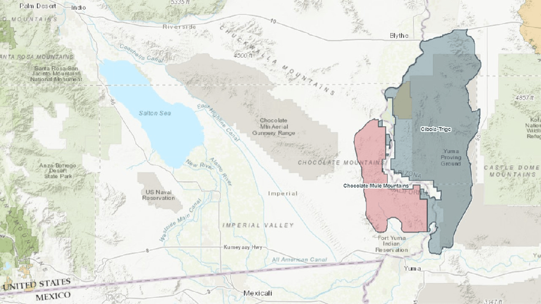 Chocolate Mountain Gunnery Range Map 02-12-22