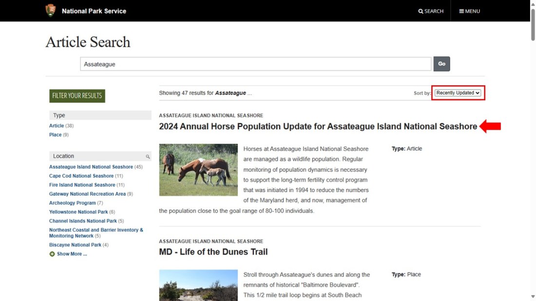 Assateague Article Search 04-13-24