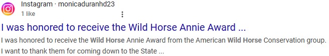 Duran Receives Wild Horse Annie Award 03-04-25
